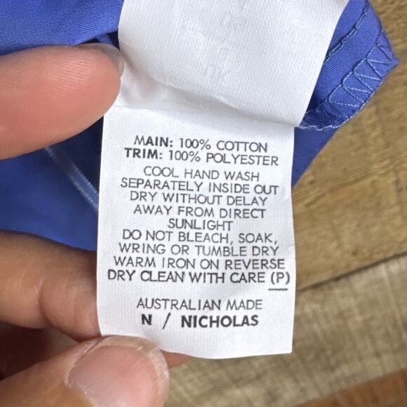 N/Nicholas Cotton Square Neck Cold Shoulder Crop Top Blue Size 4 NWT - Picture 8 of 13